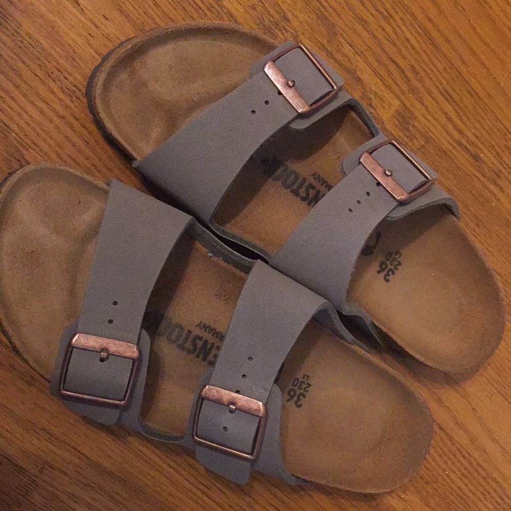 Birkenstock Arizona grey suede sandals